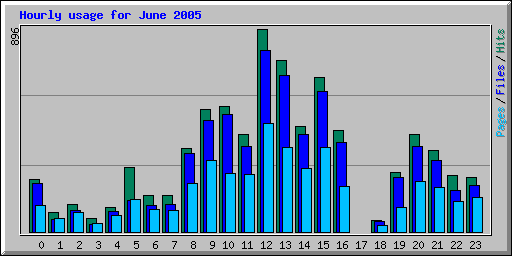 Hourly usage for June 2005
