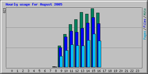 Hourly usage for August 2005